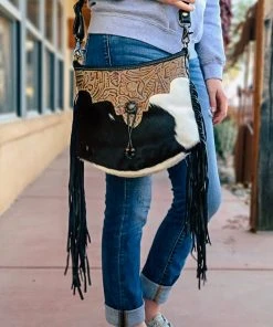Myra Uptown Cowhide & Fringe Crossbody Handbag Handbags & Wallets