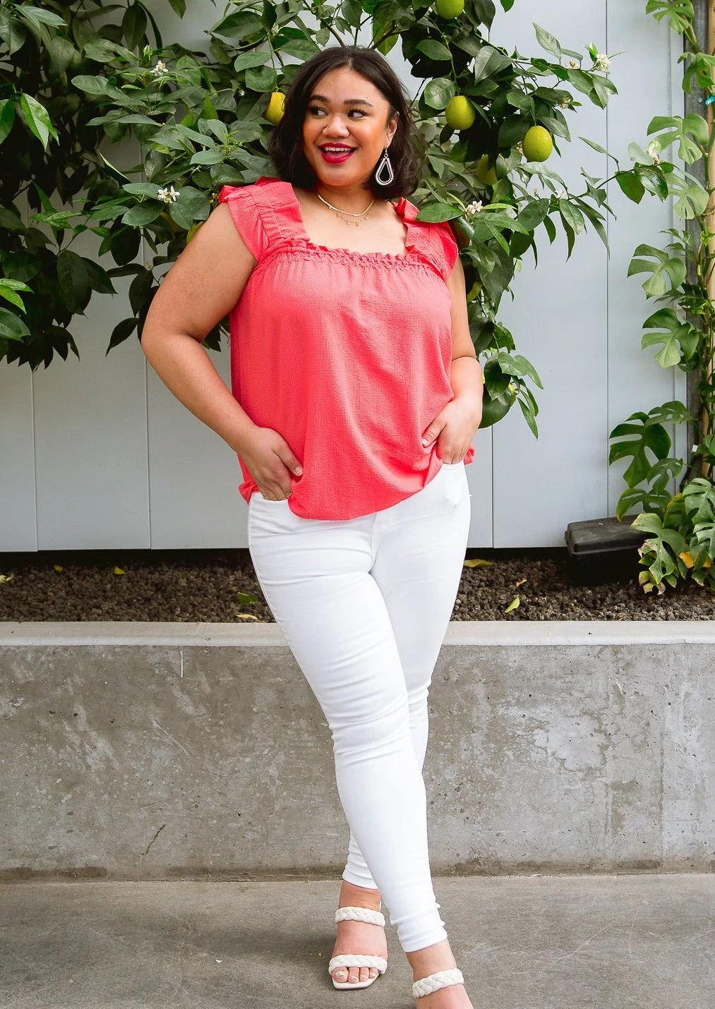 Ave Shops Clothing Uptown Top In Coral - Stylish Short Sleeve Tops for Women 4 Ave Shops Clothing Uptown Top In Coral