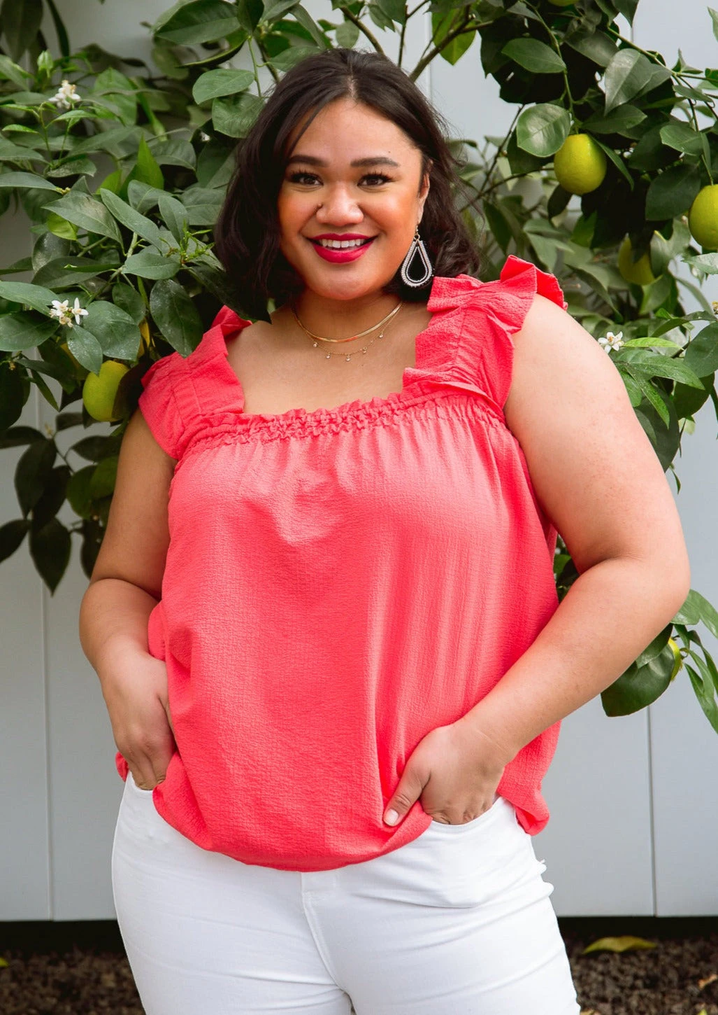 Ave Shops Clothing Uptown Top In Coral - Stylish Short Sleeve Tops for Women 3 Ave Shops Clothing Uptown Top In Coral