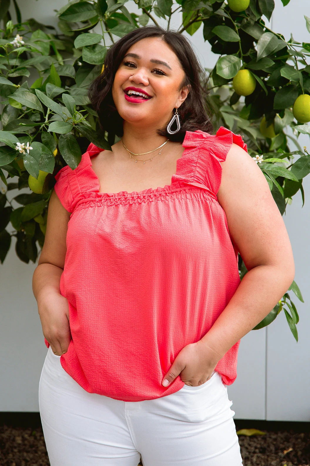 Ave Shops Clothing Uptown Top In Coral - Stylish Short Sleeve Tops for Women 6 Ave Shops Clothing Uptown Top In Coral