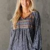 Ave Shops Long Sleeve Boho Tunic Top | Open Sky Design in Charcoal 2 Ave Shops Long Sleeve Tops Open Sky Boho Tunic In Charcoal