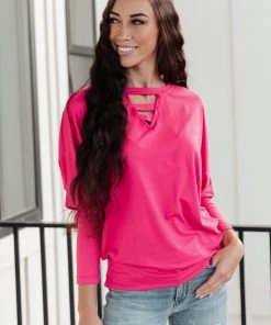 Ave Shops Lovely Ladder V Neck Top In Pink Clothing