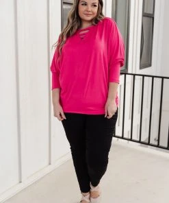 Ave Shops Lovely Ladder V Neck Top In Pink Clothing