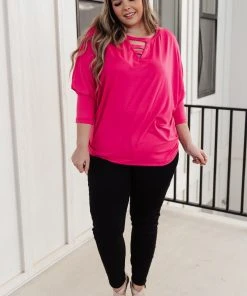 Ave Shops Lovely Ladder V Neck Top In Pink Clothing