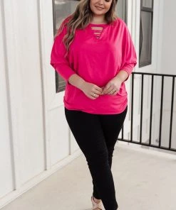 Ave Shops Lovely Ladder V Neck Top In Pink Clothing