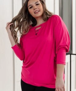 Ave Shops Lovely Ladder V Neck Top In Pink Clothing