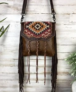 Myra Vintage Aztec Braided Fringe Crossbody Handbags & Wallets