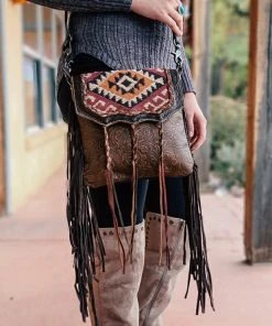 Myra Vintage Aztec Braided Fringe Crossbody Handbags & Wallets