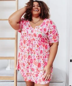 Ave Shops Vintage Daisies Dress In Pink