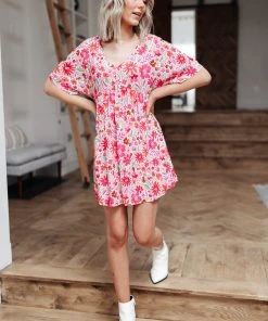 Ave Shops Vintage Daisies Dress In Pink