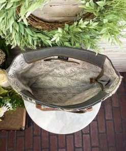 Myra Vintage Floral Cowhide Tote Handbag