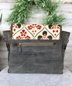 Sixtease Vintage Grey & Floral Crossbody Handbag