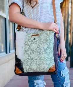Sixtease Vintage Mint Cowhide Crossbody Handbag