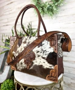 American Darling Handbags & Wallets Vintage Western Floral & Cowhide Conceal Carry Handbag