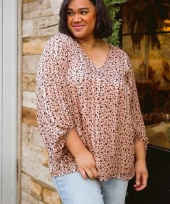 Ave Shops Vivian Satin Blouse In Rose Gold