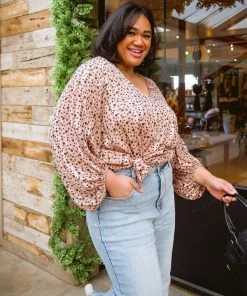 Ave Shops Vivian Satin Blouse In Rose Gold