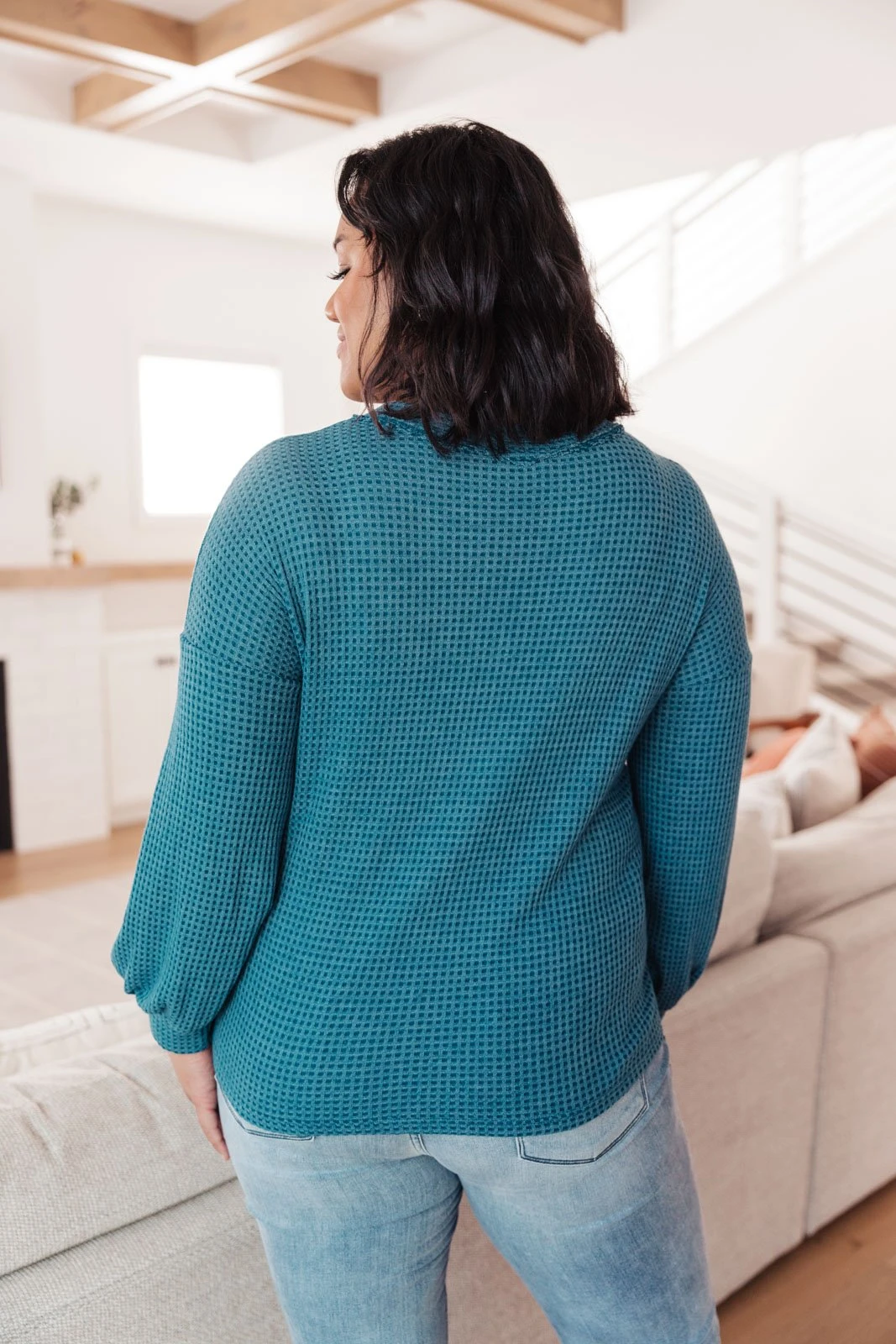 Ave Shops Blue Waffle Love Thermal Top | Long Sleeve Tops for Women 18 Ave Shops Waffle Love Thermal Top In Blue Clothing