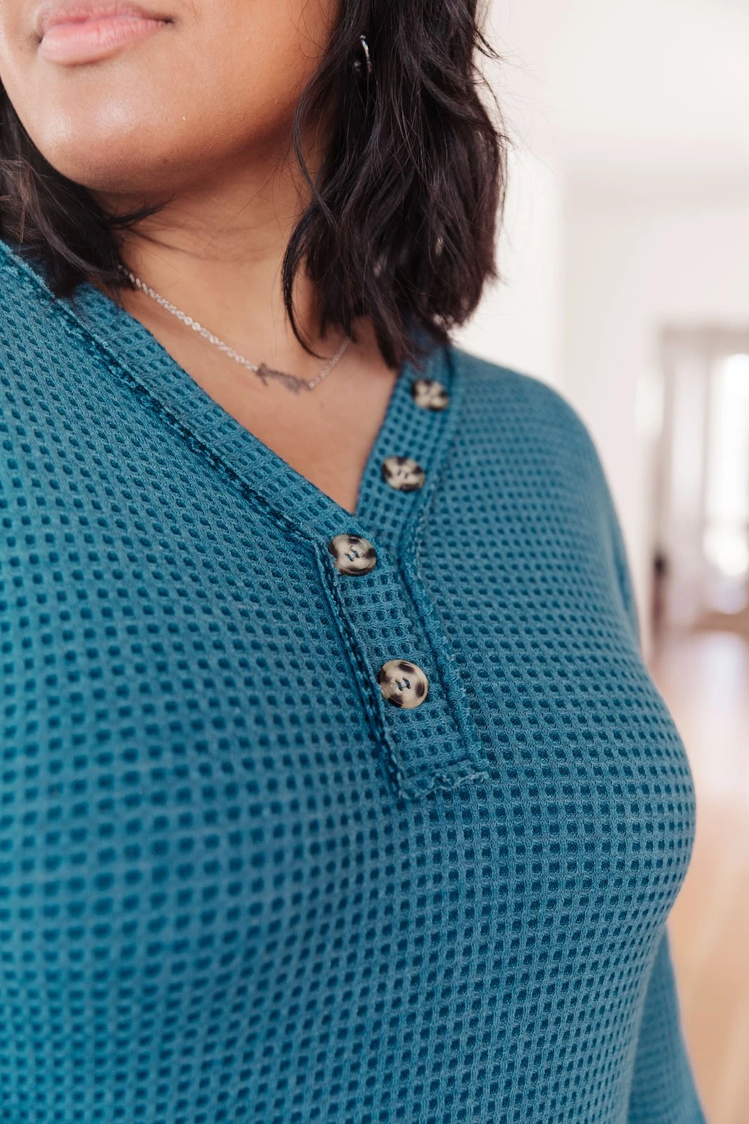 Ave Shops Blue Waffle Love Thermal Top | Long Sleeve Tops for Women 19 Ave Shops Waffle Love Thermal Top In Blue Clothing