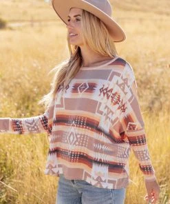 Ave Shops Women's Wandering Dunes Long Sleeve Top | Stylish & Comfortable Blouse 19 Ave Shops Clothing Wandering Dunes Top