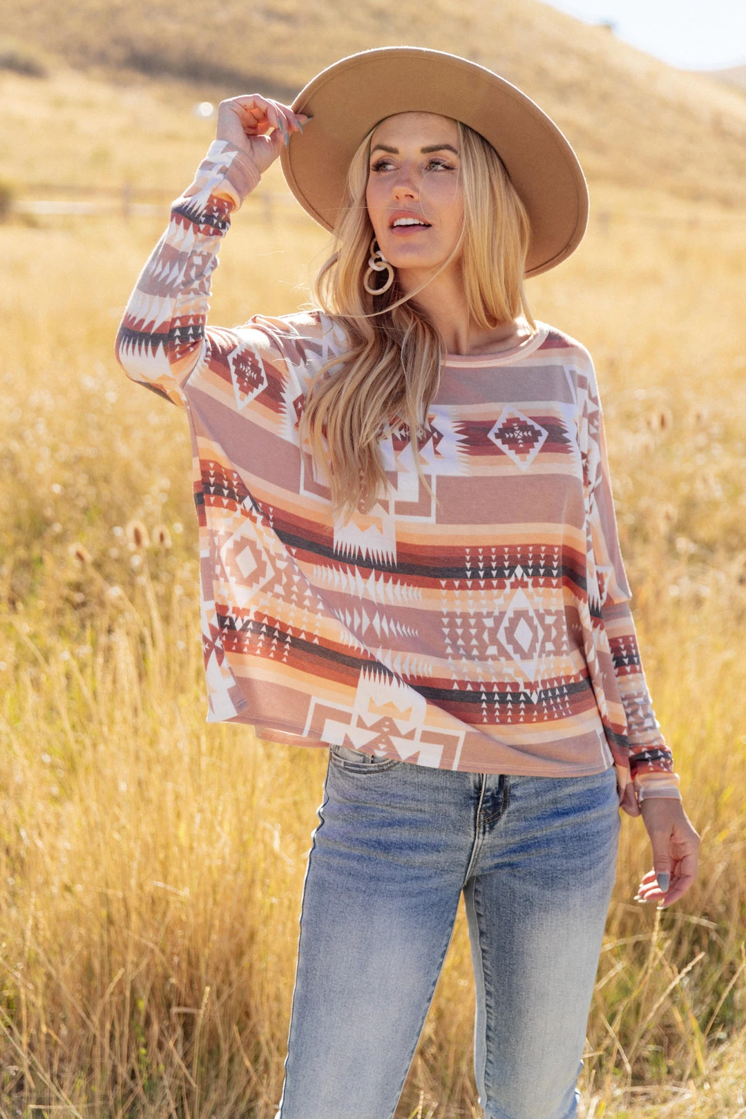 Ave Shops Women's Wandering Dunes Long Sleeve Top | Stylish & Comfortable Blouse 4 Ave Shops Clothing Wandering Dunes Top