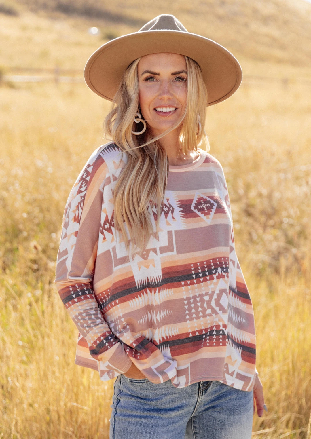 Ave Shops Women's Wandering Dunes Long Sleeve Top | Stylish & Comfortable Blouse 3 Ave Shops Clothing Wandering Dunes Top