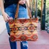 Montana West Warm Multi-Color Aztec Canvas Tote Handbag