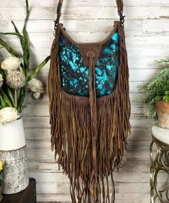 American Darling Handbags & Wallets Westerly Metallic Teal & Fringe Crossbody Handbag