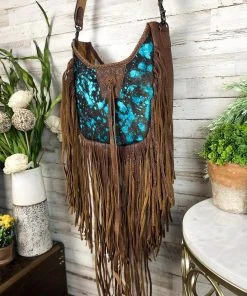 American Darling Handbags & Wallets Westerly Metallic Teal & Fringe Crossbody Handbag