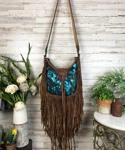 American Darling Handbags & Wallets Westerly Metallic Teal & Fringe Crossbody Handbag