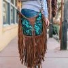 American Darling Handbags & Wallets Westerly Metallic Teal & Fringe Crossbody Handbag