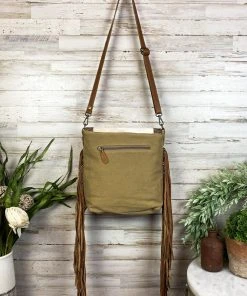 Myra Western Aztec Cowhide & Fringe Crossbody Handbag