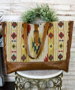 Myra Western Aztec & Floral Tooled Weekender Bag Handbags & Wallets