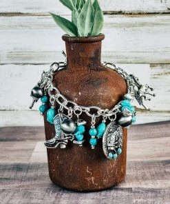 Blue Tortoise Western Charm Boot & Horse Bracelet Jewelry