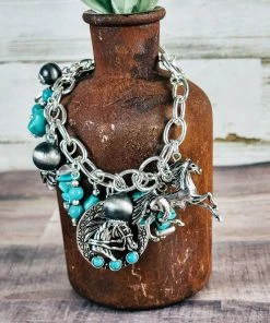 Blue Tortoise Western Charm Boot & Horse Bracelet Jewelry