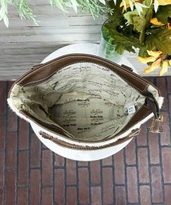 Sixtease White & Gold Splatter Cowhide Handbag