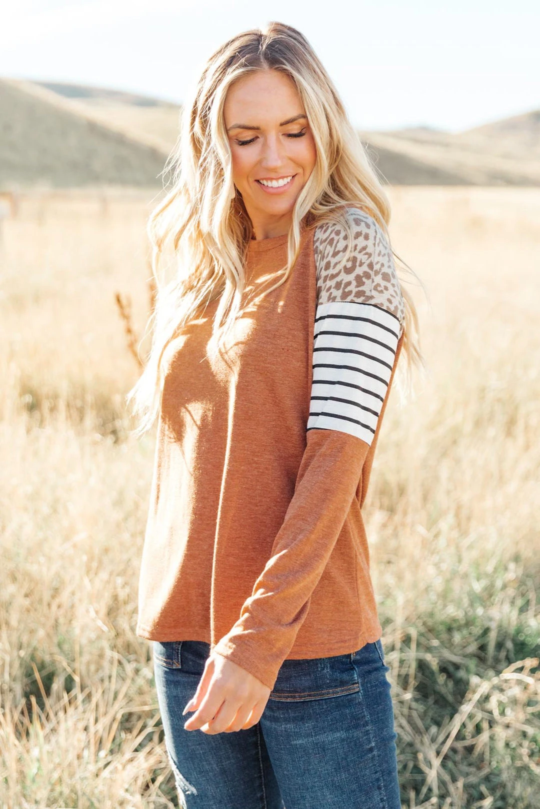 Ave Shops Wild One Camel Long Sleeve Top | Women's Stylish Blouse 10 Ave Shops Wild One Top In Camel