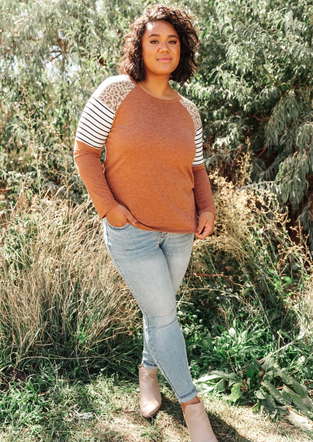 Ave Shops Wild One Camel Long Sleeve Top | Women's Stylish Blouse 4 Ave Shops Wild One Top In Camel