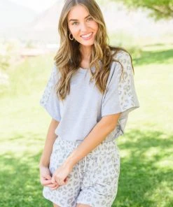 Ave Shops Lounge & Active Wear Wild Spots Shorts In Taupe