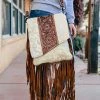 American Darling Wild Tamed Cowhide & Floral Tooled Crossbody Conceal Carry Handbag