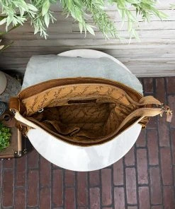 American Darling Wild Tamed Cowhide & Floral Tooled Crossbody Conceal Carry Handbag