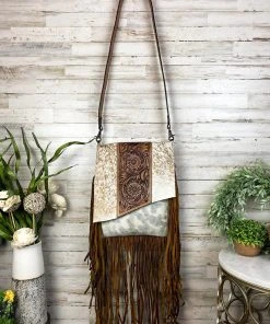 American Darling Wild Tamed Cowhide & Floral Tooled Crossbody Conceal Carry Handbag