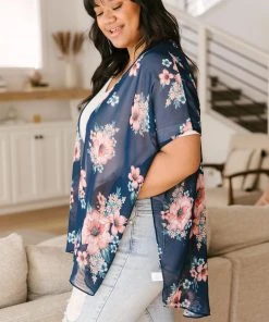 Ave Shops Wildflower Kimono In Blue Clothing