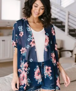 Ave Shops Wildflower Kimono In Blue Clothing
