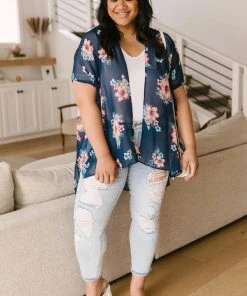 Ave Shops Wildflower Kimono In Blue Clothing