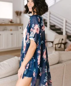 Ave Shops Wildflower Kimono In Blue Clothing