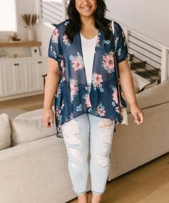 Ave Shops Wildflower Kimono In Blue Clothing