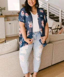 Ave Shops Wildflower Kimono In Blue Clothing