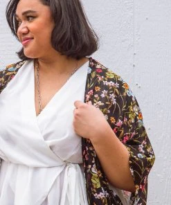 Ave Shops Wildflower Wanderer Kimono - Lightweight Short Sleeve Top for Women 26 Ave Shops Clothing Wildflower Wanderer Kimono