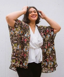 Ave Shops Wildflower Wanderer Kimono - Lightweight Short Sleeve Top for Women 22 Ave Shops Clothing Wildflower Wanderer Kimono