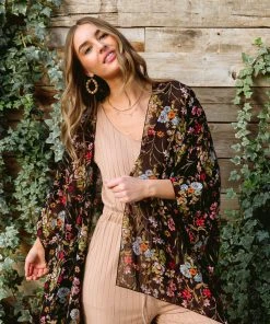 Ave Shops Wildflower Wanderer Kimono - Lightweight Short Sleeve Top for Women 25 Ave Shops Clothing Wildflower Wanderer Kimono